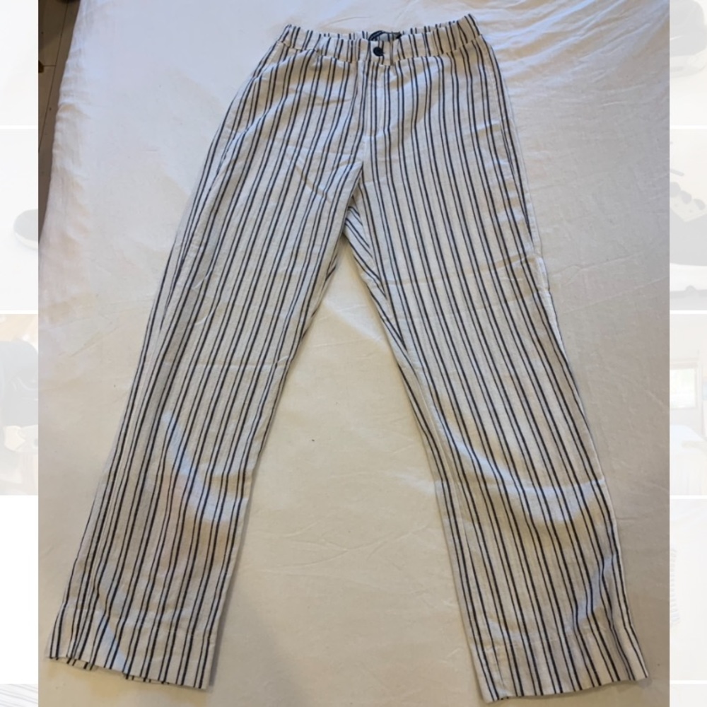 White and Navy Blue striped pants. *WORN ONLY ONCE